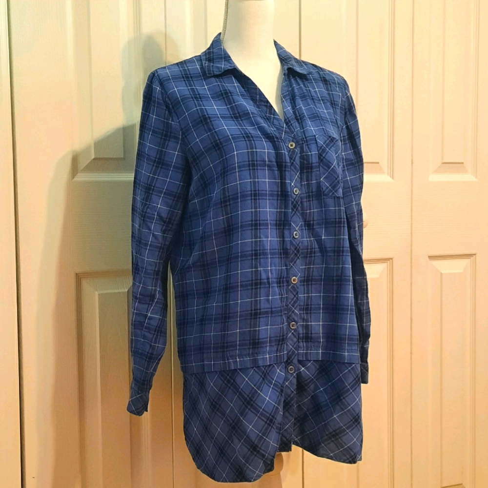 J.Jill Blue Flannel Button Up Size M